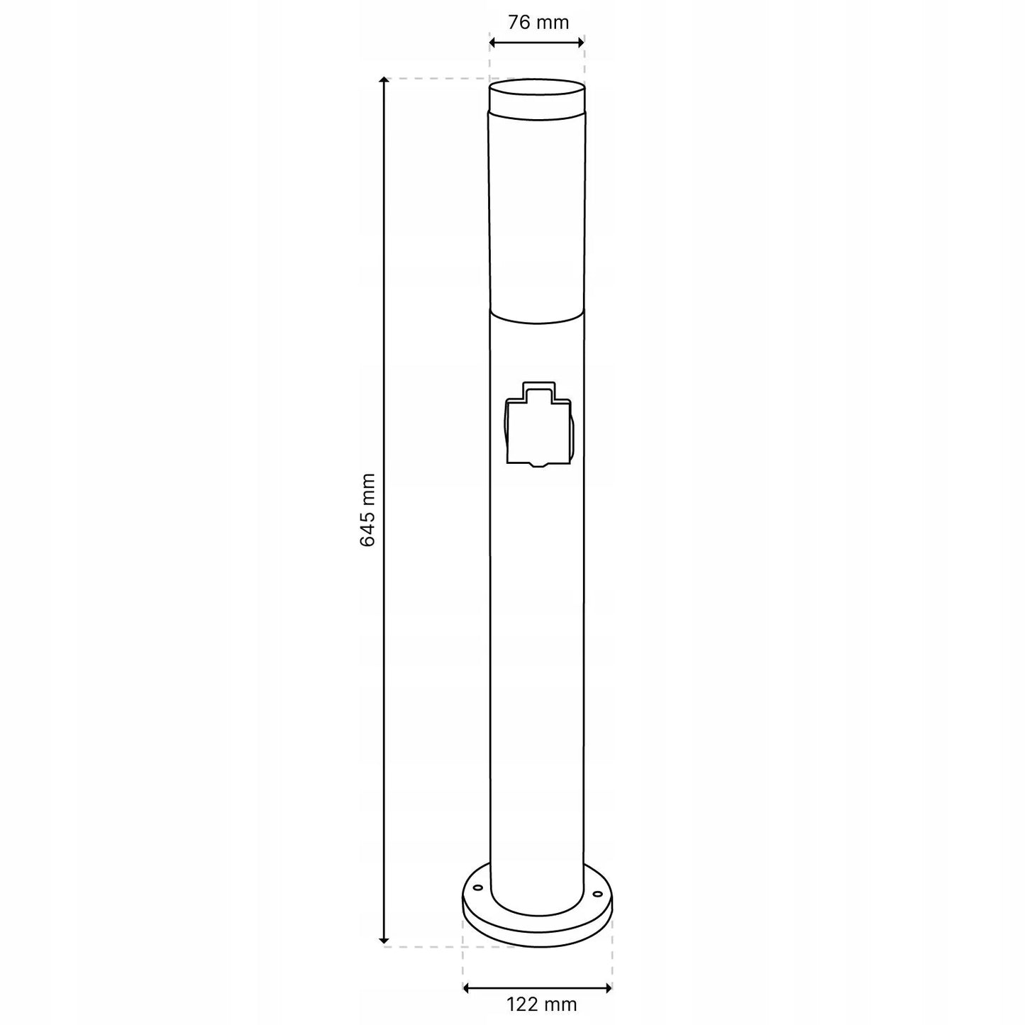 Lauko pastatomas sodo šviestuvas stulpas 65cm E27 230V su 230V lizdu