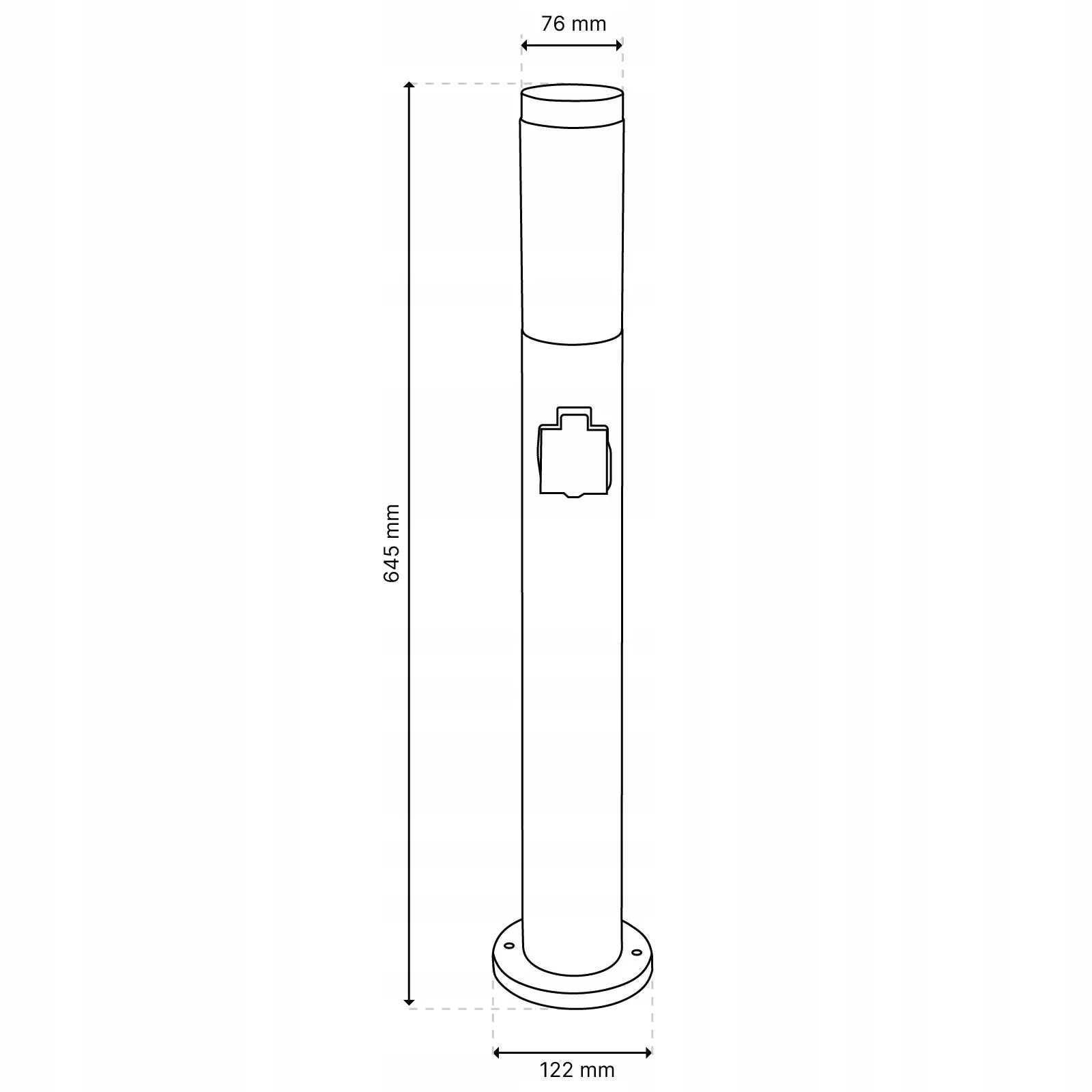 Lauko pastatomas sodo šviestuvas stulpas 65cm E27 230V su 230V lizdu