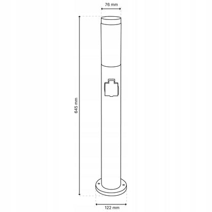 Lauko pastatomas sodo šviestuvas stulpas 65cm E27 230V su 230V lizdu