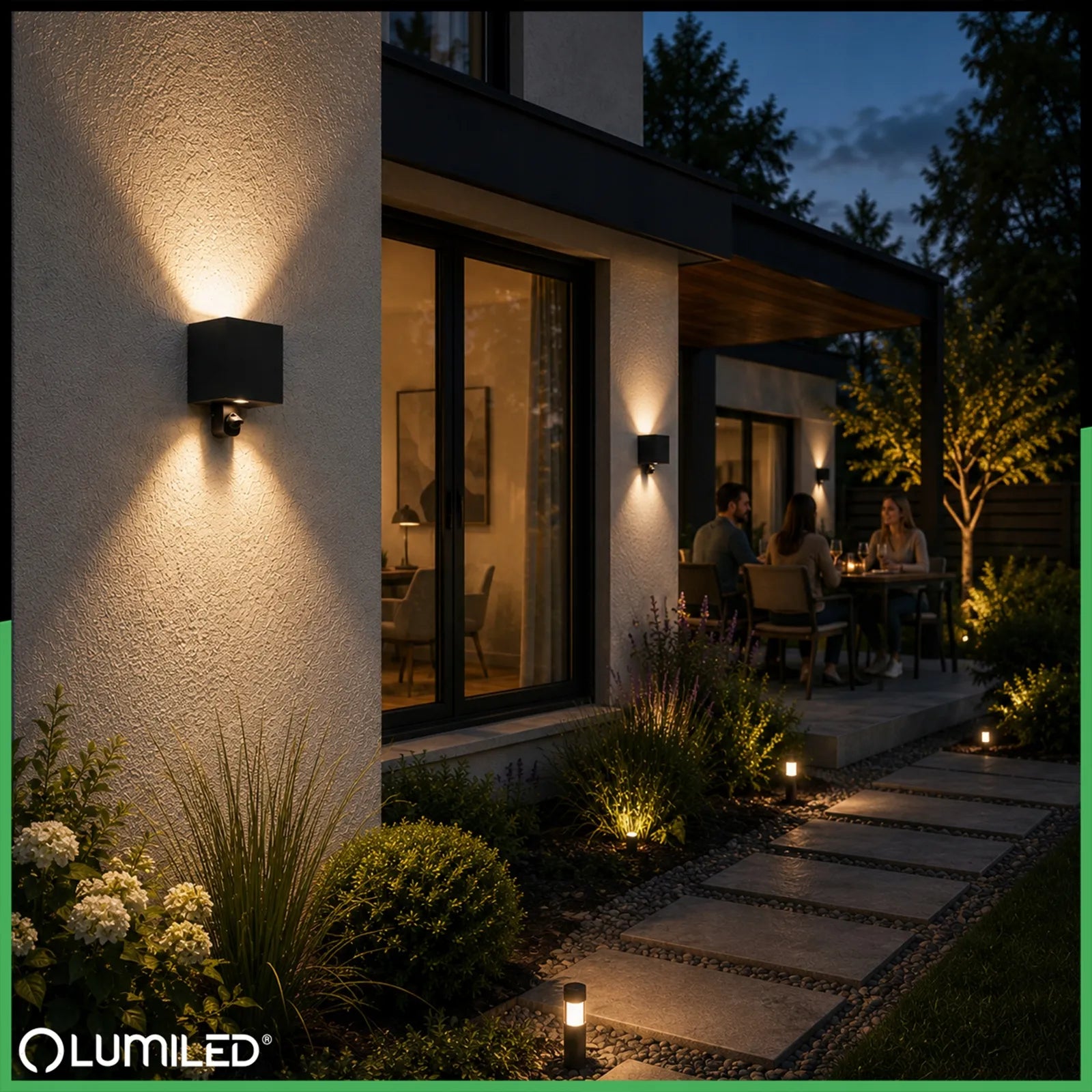 Lauko sieninis šviestuvas Lumiled Pyxis LED G9 su judesio jutikliu, juodas