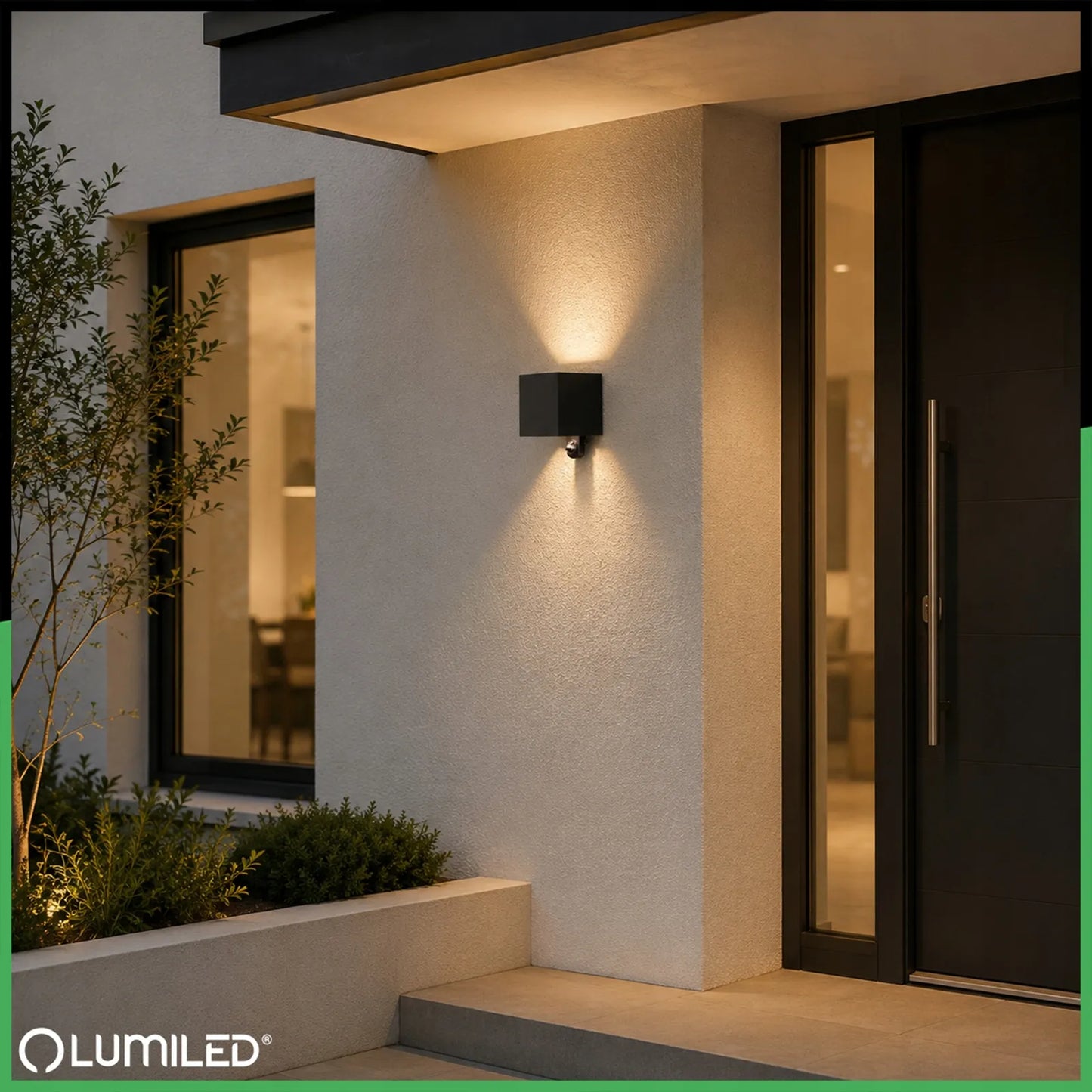 Lauko sieninis šviestuvas Lumiled Pyxis LED G9 su judesio jutikliu, juodas