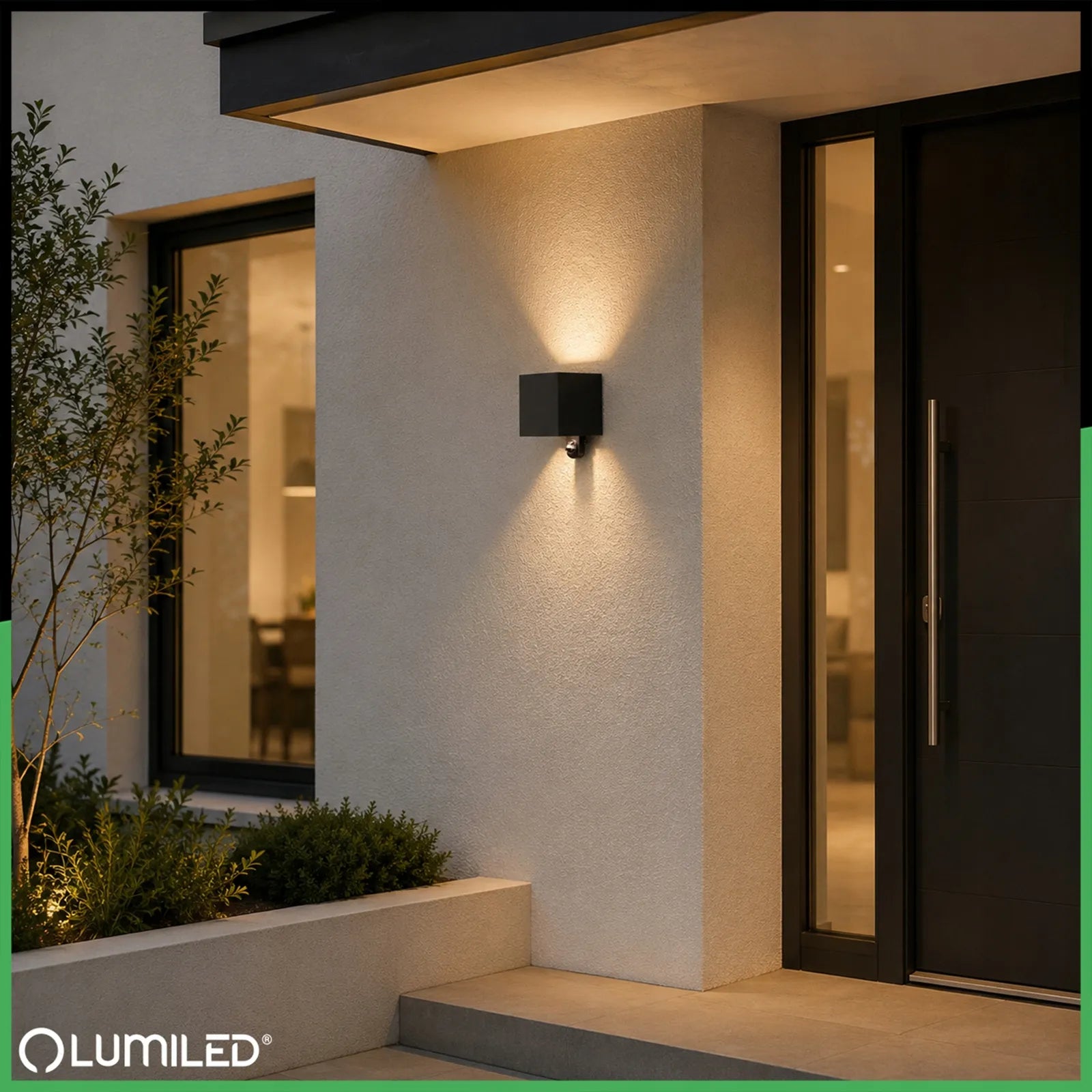 Lauko sieninis šviestuvas Lumiled Pyxis LED G9 su judesio jutikliu, juodas