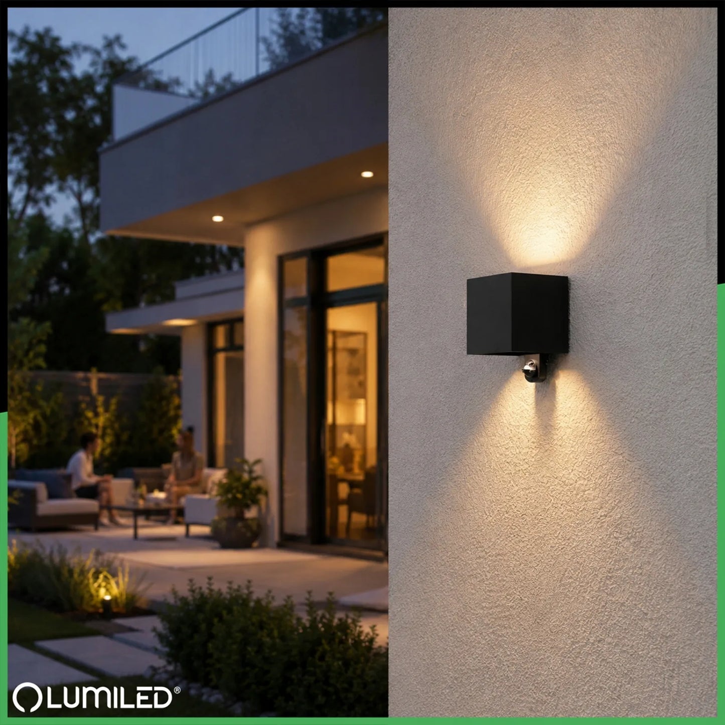 Lauko sieninis šviestuvas Lumiled Pyxis LED G9 su judesio jutikliu, juodas