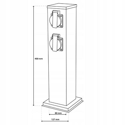 Lauko sodo elektros stulpas, pastatomas, 230V, 4 lizdai, HERMETIŠKAS