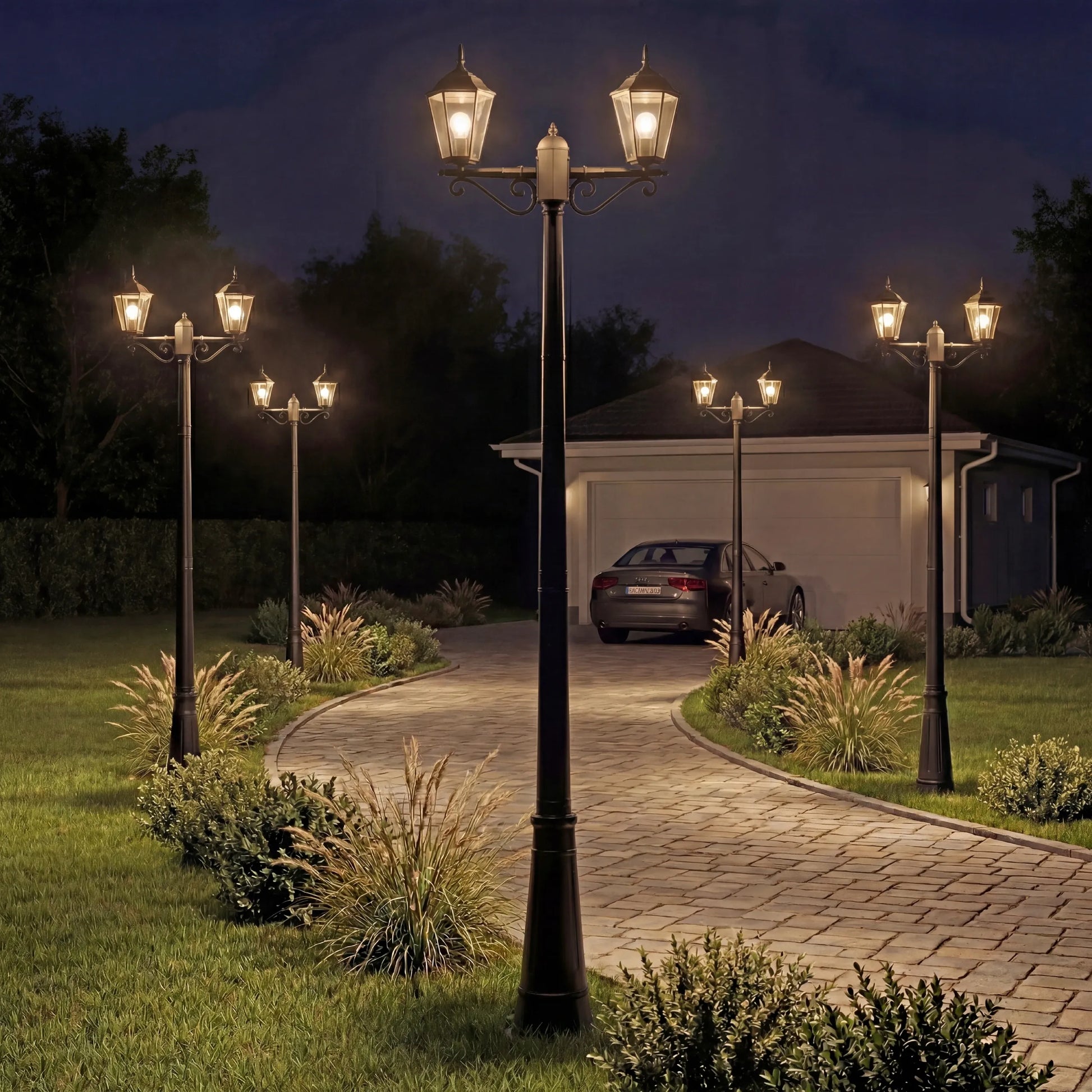 Lauko sodo LED šviestuvas E27 pastatomas žibintas stulpas 240cm Vintage IP65