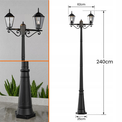 Lauko sodo LED šviestuvas E27 pastatomas žibintas stulpas 240cm Vintage IP65