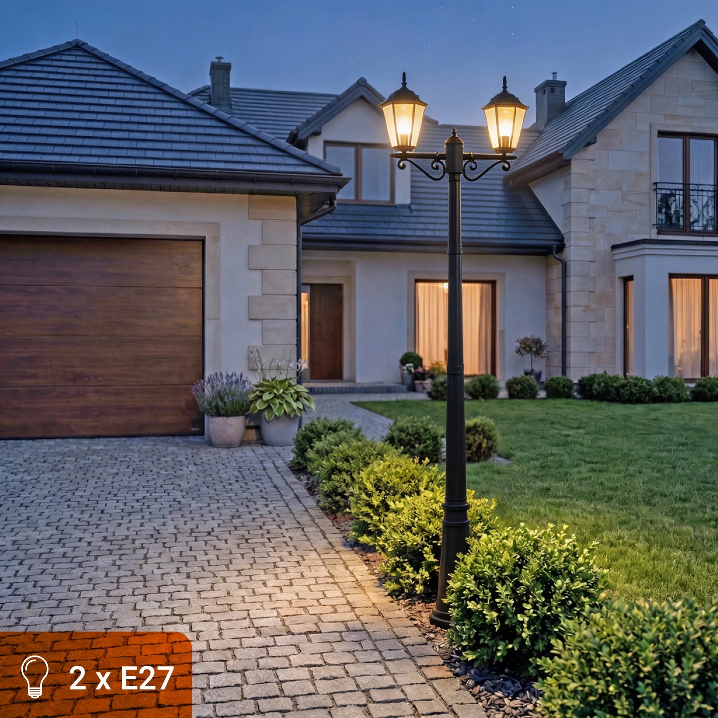 Lauko sodo LED šviestuvas E27 pastatomas žibintas stulpas 240cm Vintage IP65