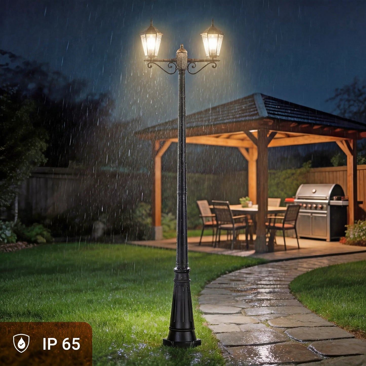 Lauko sodo LED šviestuvas E27 pastatomas žibintas stulpas 240cm Vintage IP65