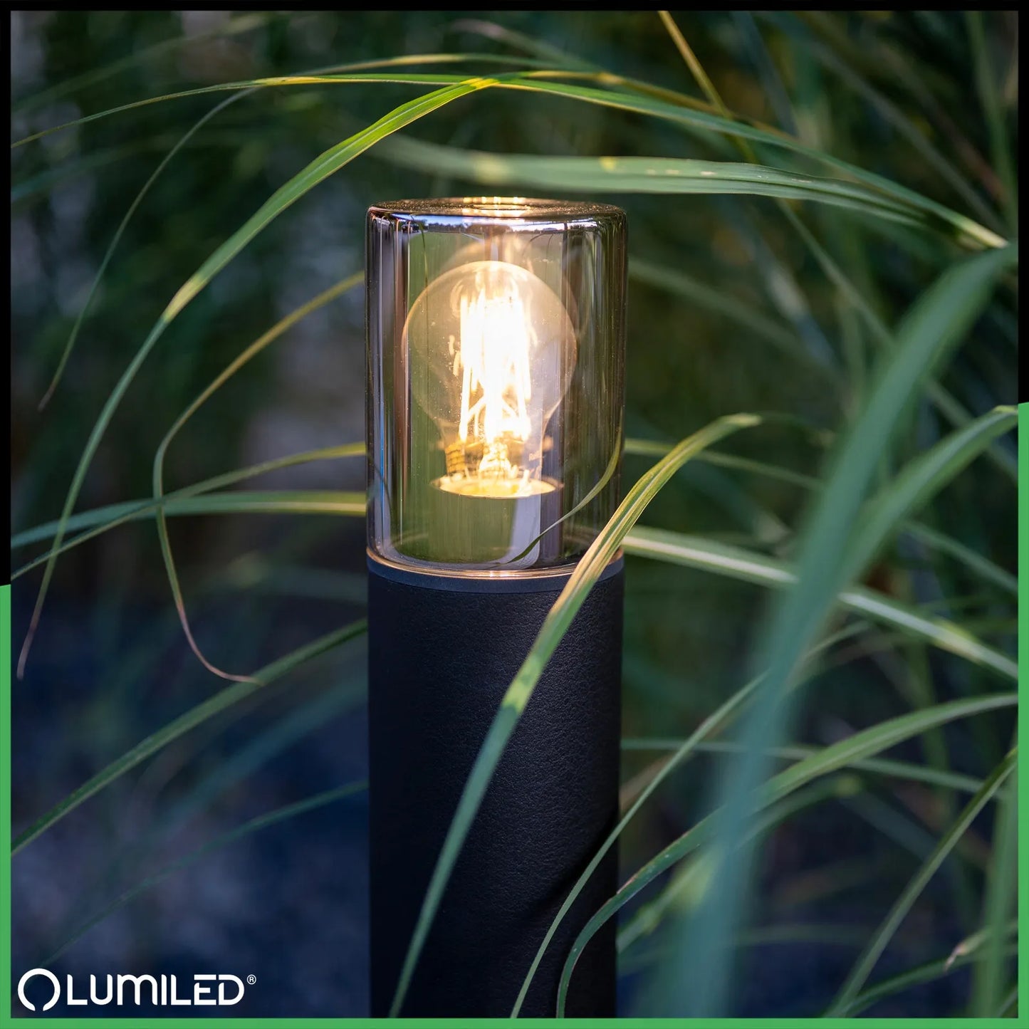 Lauko sodo šviestuvas stulpas LED E27 juodas stiklas IP54 80cm