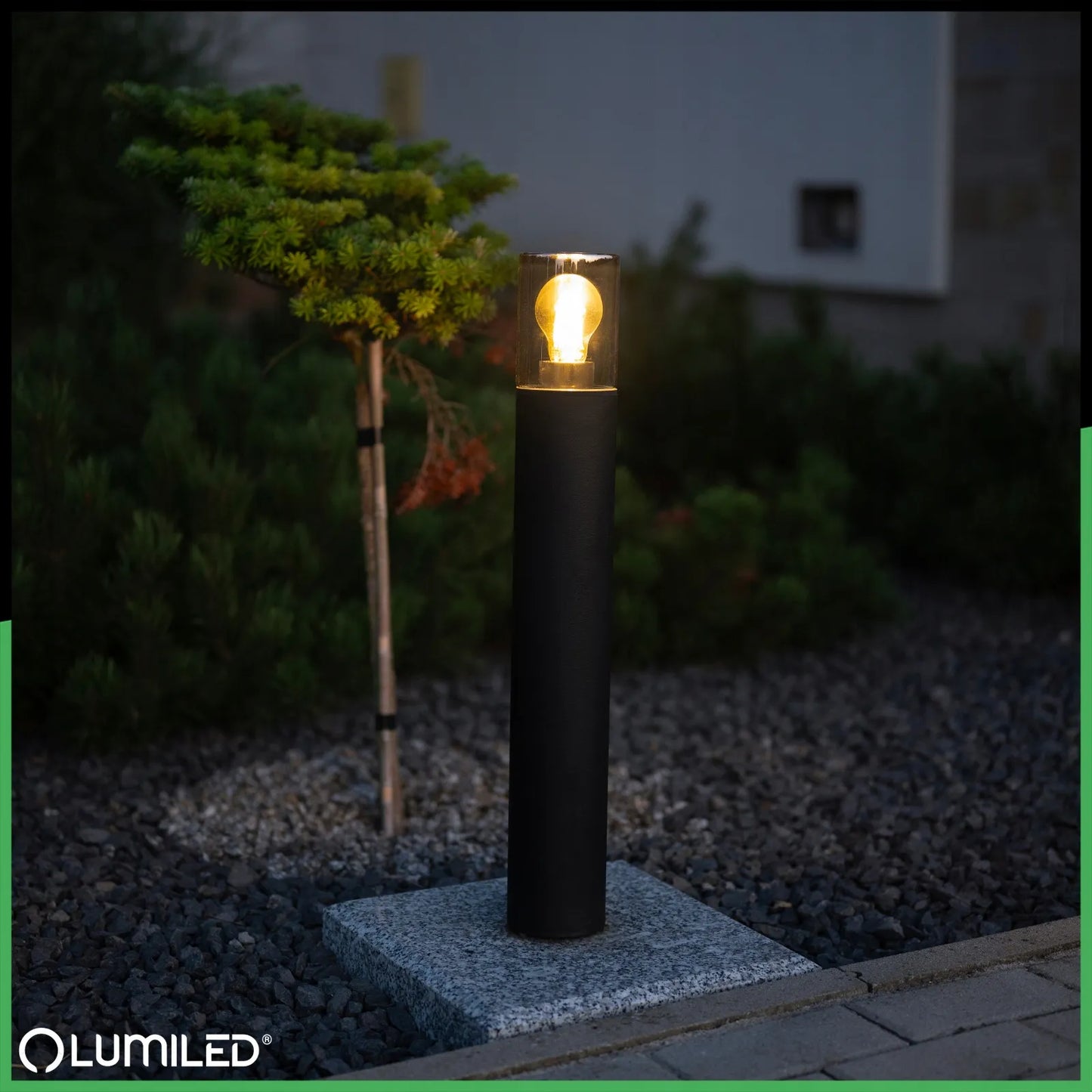 Lauko sodo šviestuvas stulpas LED E27 juodas stiklas IP54 80cm