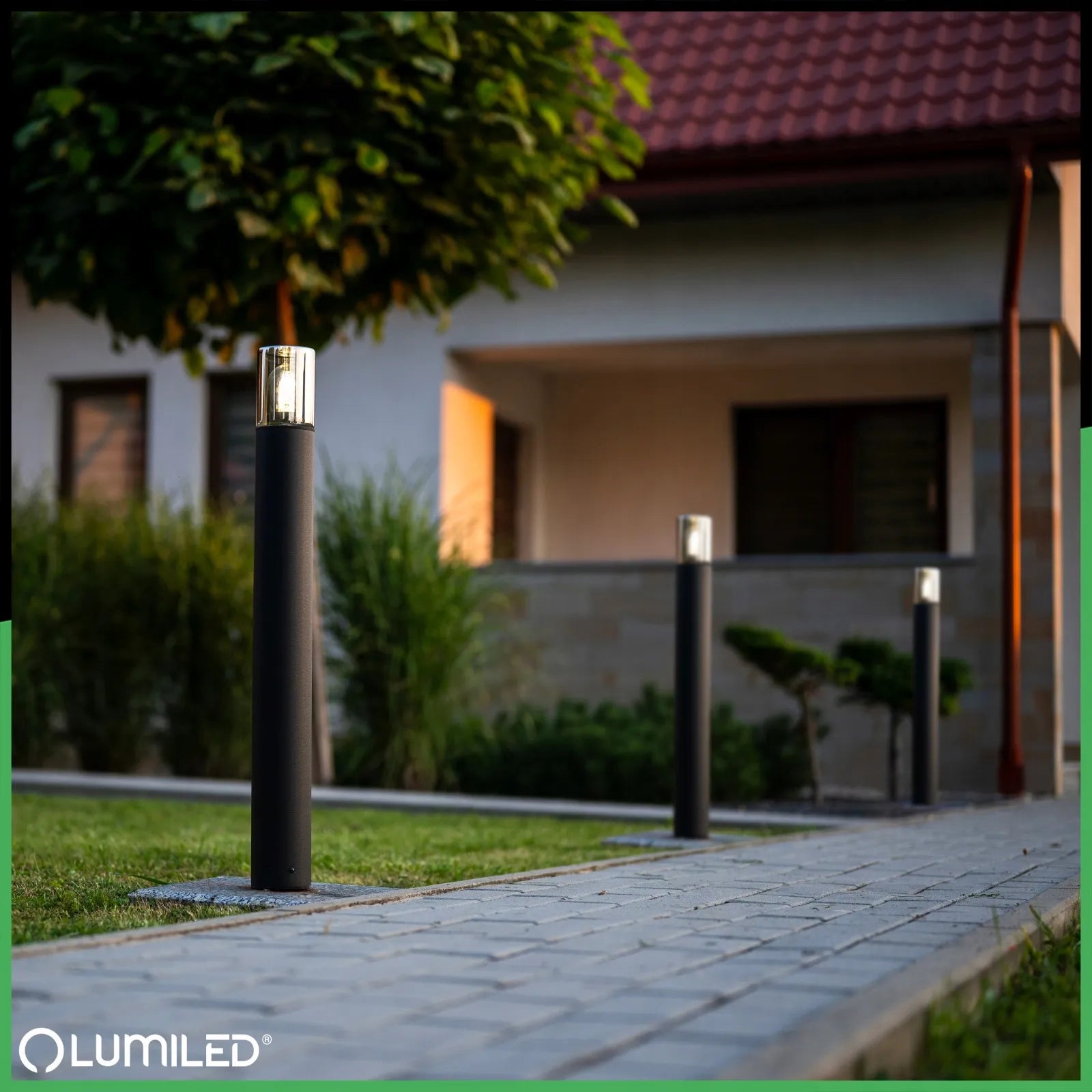 Lauko sodo šviestuvas stulpas LED E27 juodas stiklas IP54 80cm