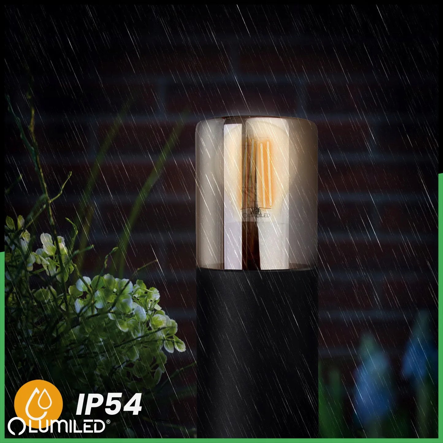 Lauko sodo šviestuvas stulpas LED E27 juodas stiklas IP54 80cm