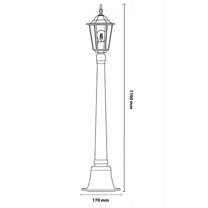 Lauko šviestuvas sodo stulpas E27 IP44 110cm juodas aliuminis