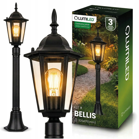 Lauko šviestuvas sodo stulpas E27 IP44 110cm juodas aliuminis