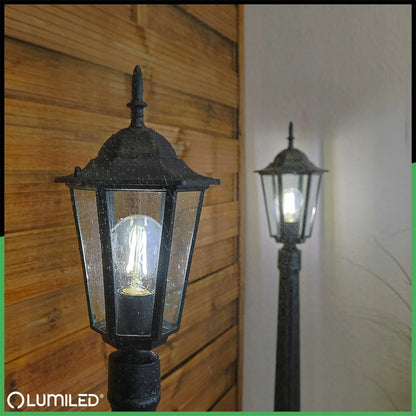 Lauko šviestuvas sodo stulpas E27 IP44 110cm juodas aliuminis