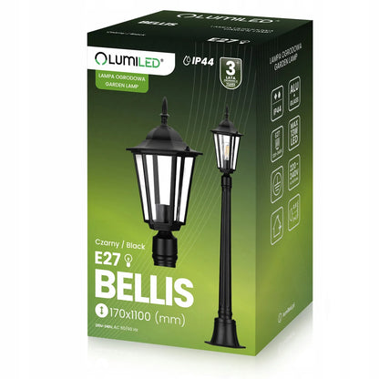 Lauko šviestuvas sodo stulpas E27 IP44 110cm juodas aliuminis