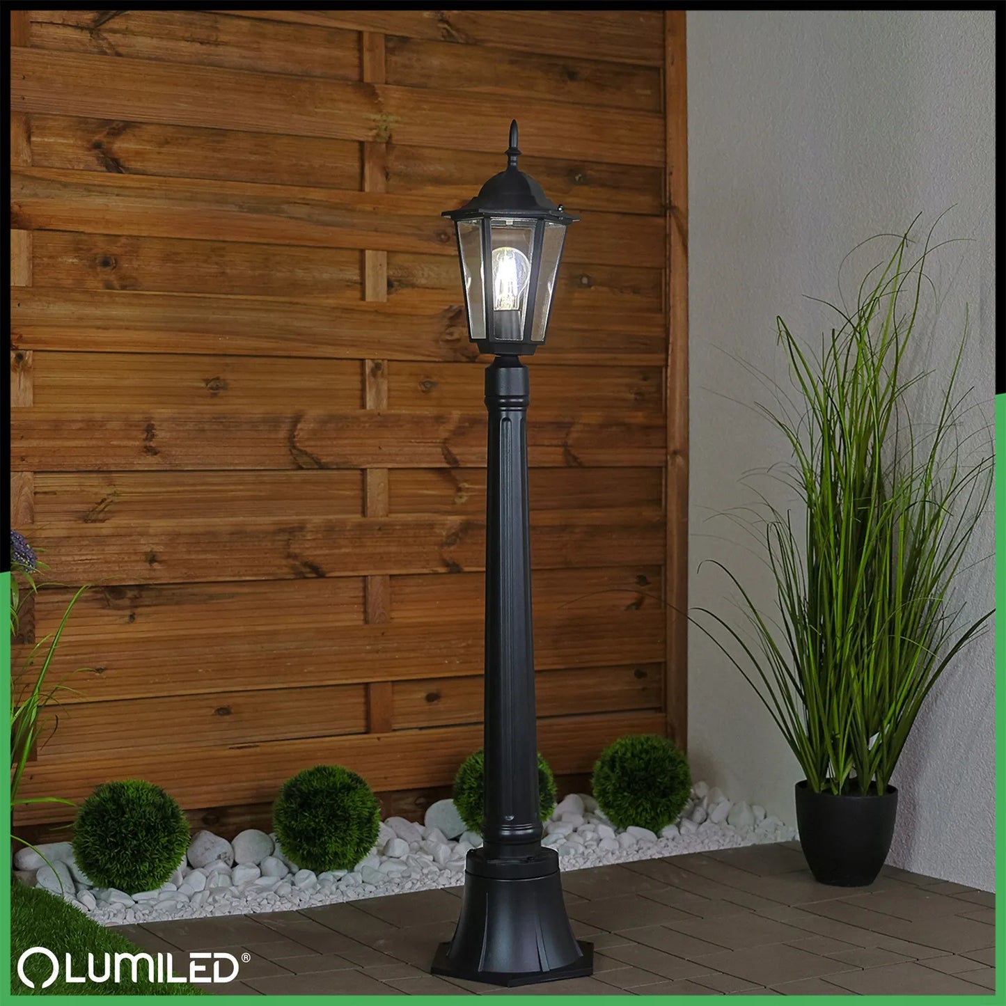 Lauko šviestuvas sodo stulpas E27 IP44 110cm juodas aliuminis