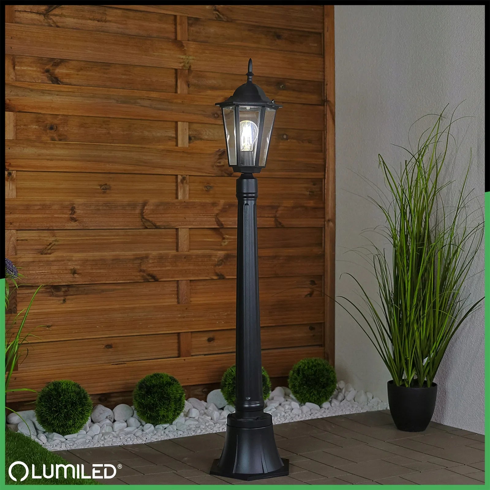 Lauko šviestuvas sodo stulpas E27 IP44 110cm juodas aliuminis