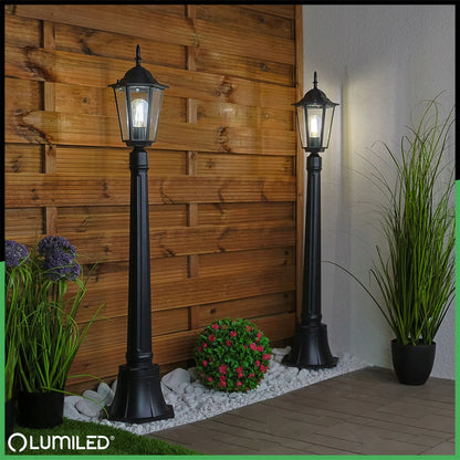 Lauko šviestuvas sodo stulpas E27 IP44 110cm juodas aliuminis