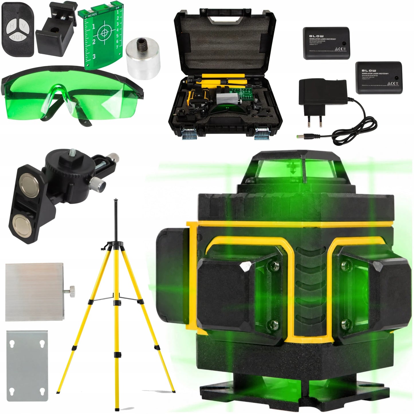 Lazerinis nivelyras 360 4D kryžminis lazeris PRO rinkinys 16 linijų