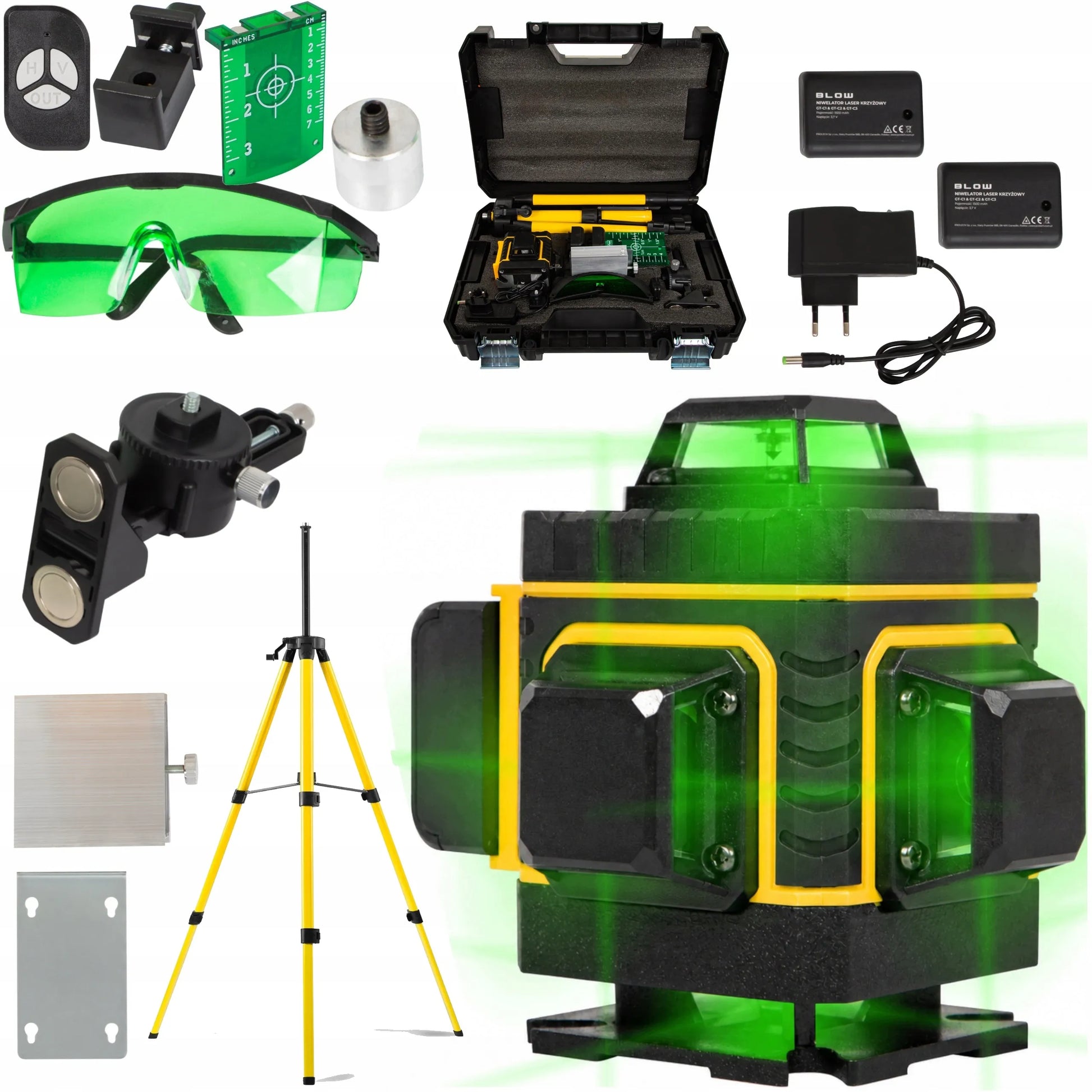 Lazerinis nivelyras 360 4D kryžminis lazeris PRO rinkinys 16 linijų