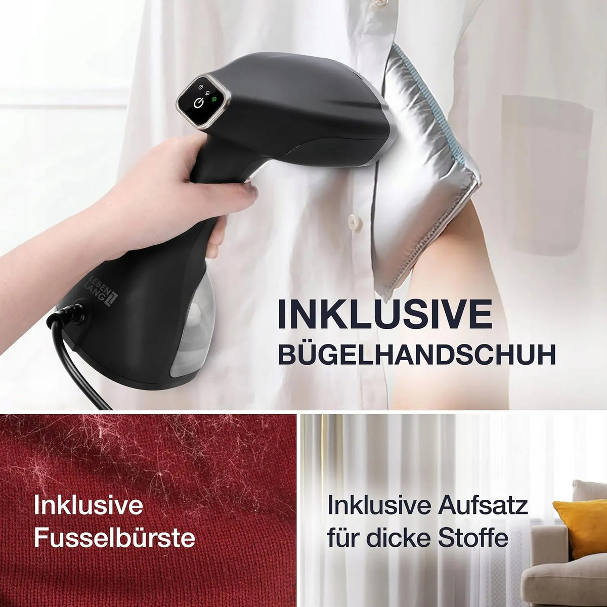 LEBENLANG LBD528S rankinis drabužių garintuvas, 300 ml, 1500 W