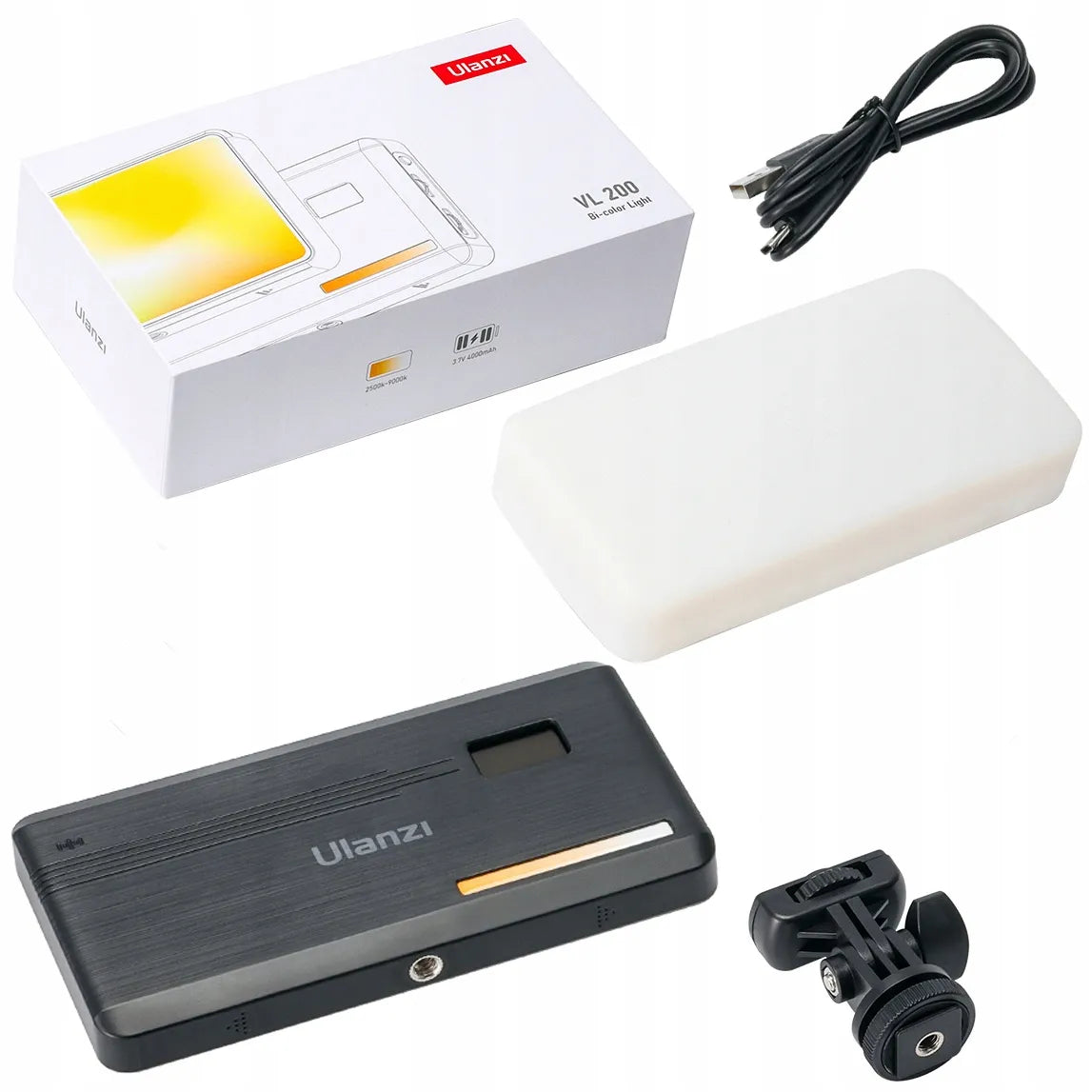 LED lempa Ulanzi VL200 Bi-Color fotoaparatui, vaizdo kamerai ir išmaniajam telefonui