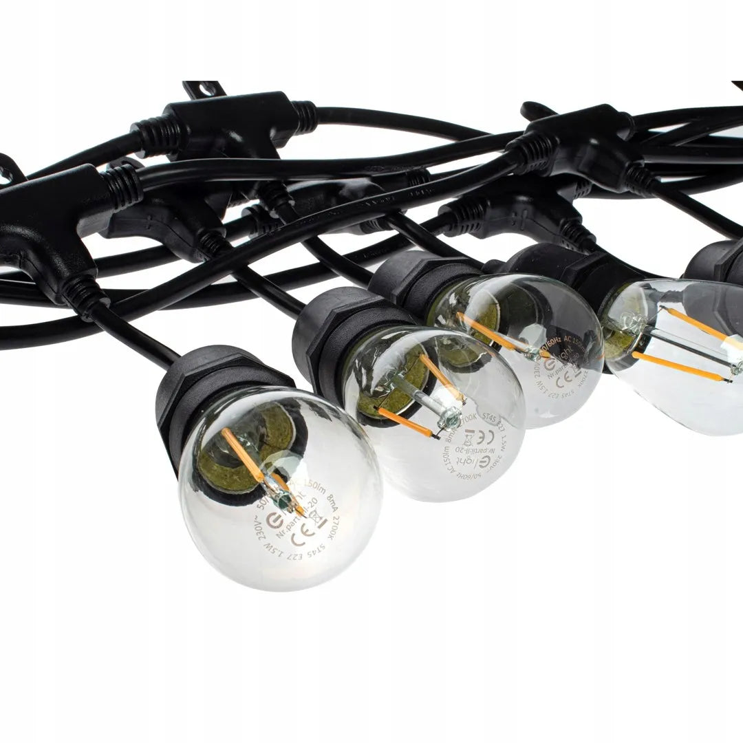 LED-ONE 10 m sodo girlianda 230V su 10x E27 LED kaitrinėmis lemputėmis