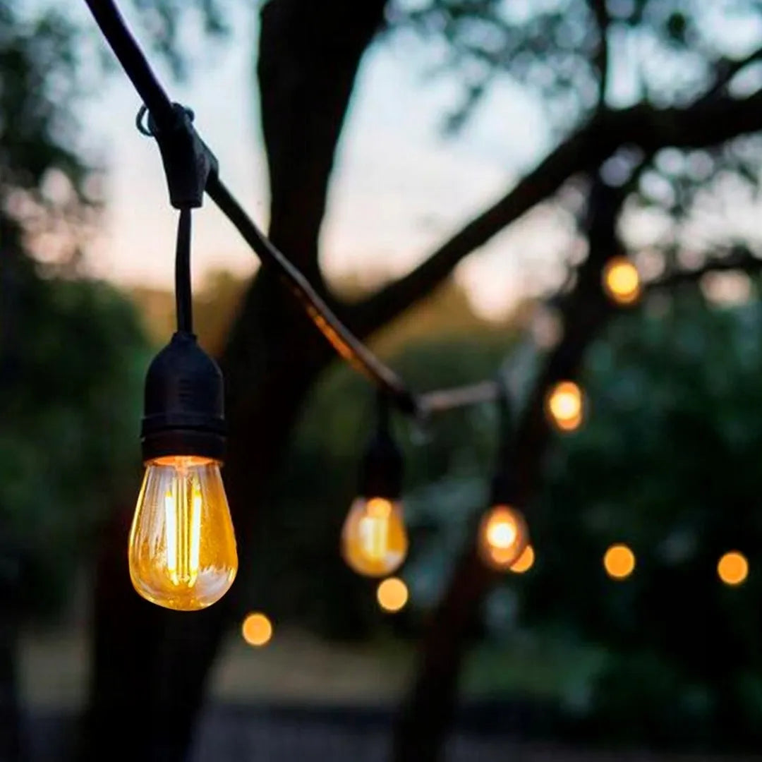 LED-ONE 10 m sodo girlianda 230V su 10x E27 LED kaitrinėmis lemputėmis