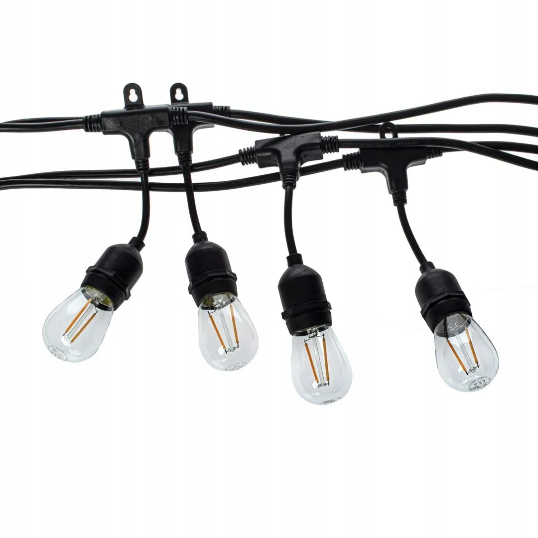 LED-ONE 10 m sodo girlianda 230V su 10x E27 LED kaitrinėmis lemputėmis