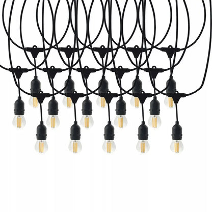LED-ONE sodo girlianda 20m 230V + 20x LED E27 šiltai baltos lemputės