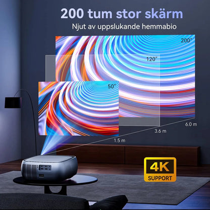 LED projektorius SUREWHEEL K10, Full HD, 4K, WiFi, 220 colių