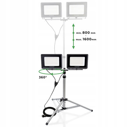 LED prožektorius ant stovo 2x 100W statybinis darbo halogenas garažui