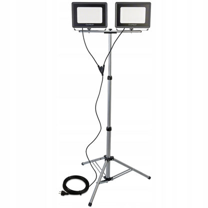 LED prožektorius ant stovo 2x 100W statybinis darbo halogenas garažui