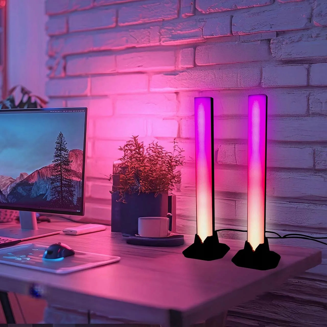 LED stalinė lempa RGB žaidimų stalinė lempa su nuotolinio valdymo pulteliu, pritemdoma 360°