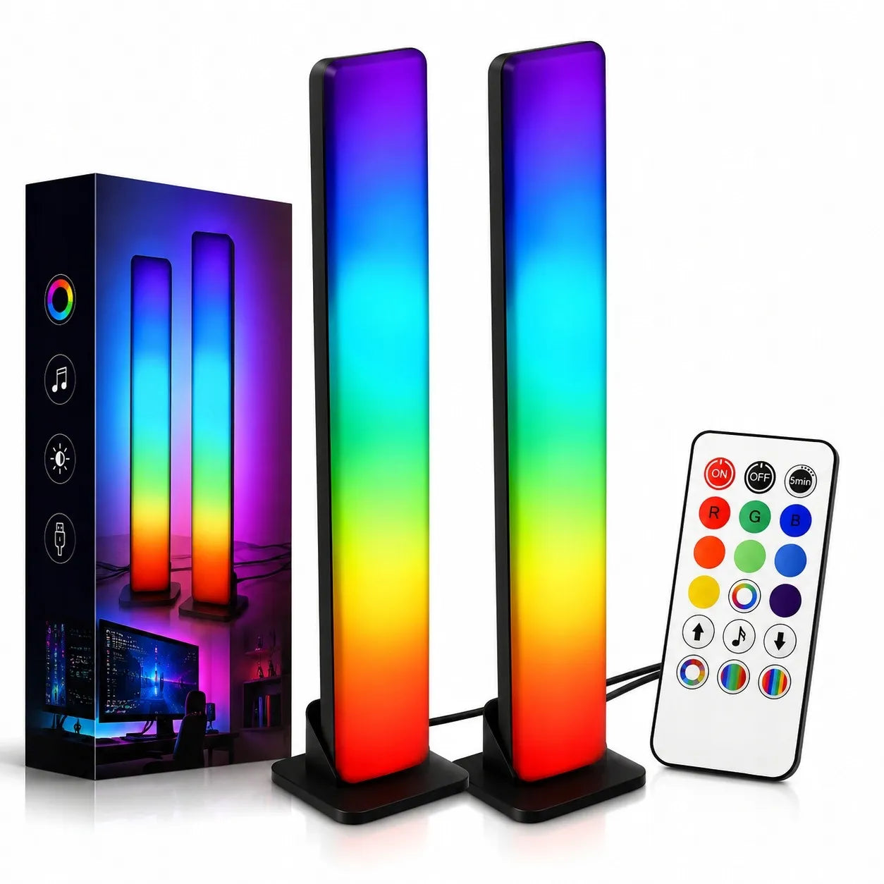 LED stalinė lempa RGB žaidimų stalinė lempa su nuotolinio valdymo pulteliu, pritemdoma 360°