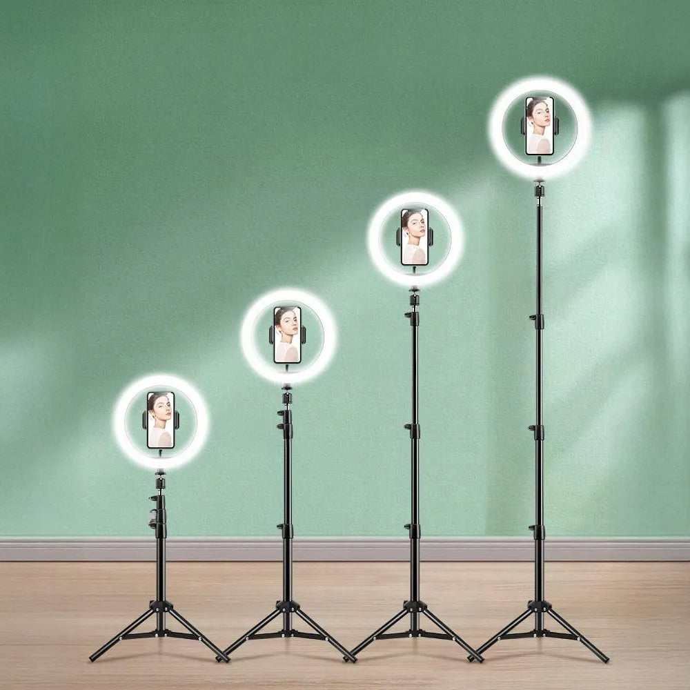 LED žiedinė lempa 32 cm makiažui ir asmenukėms + 210 cm stovas