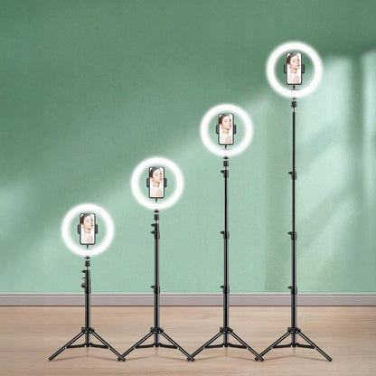 LED žiedinė lempa 32 cm makiažui ir asmenukėms + 210 cm stovas