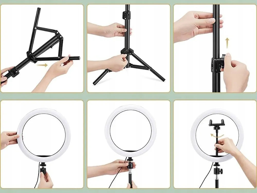 LED žiedinė lempa 32 cm makiažui ir asmenukėms + 210 cm stovas