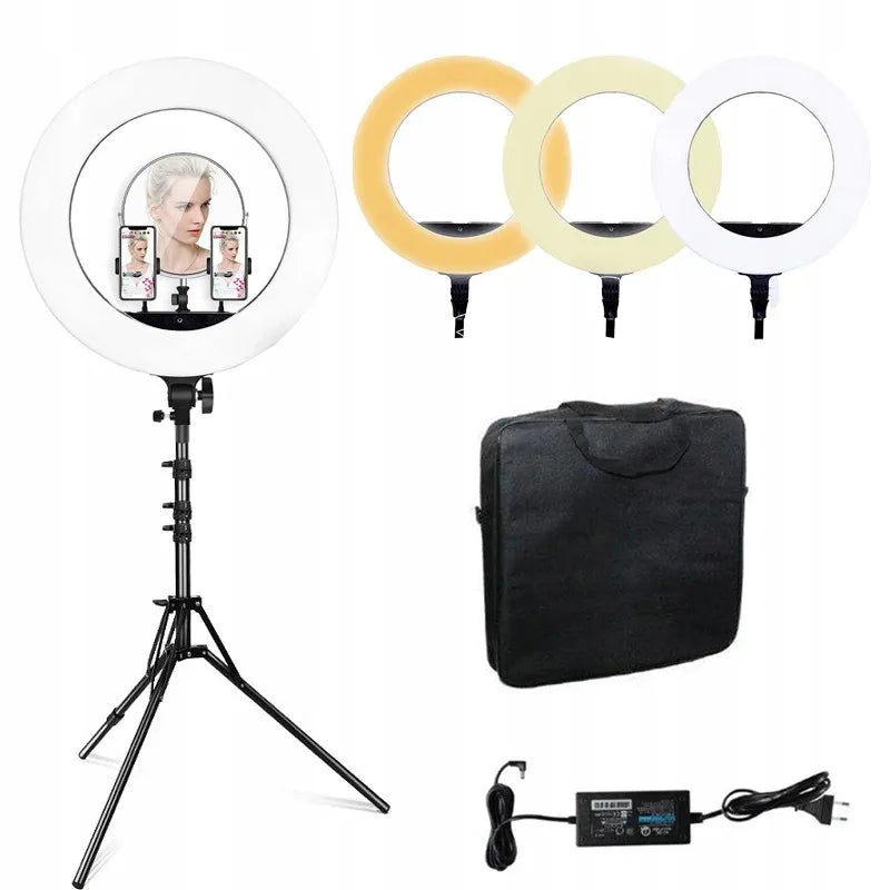 LED žiedinė lempa su stovu ring selfie didelis telefono stovas RGB