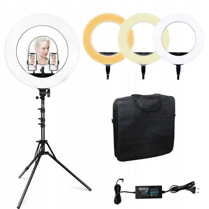 LED žiedinė lempa su stovu ring selfie didelis telefono stovas RGB
