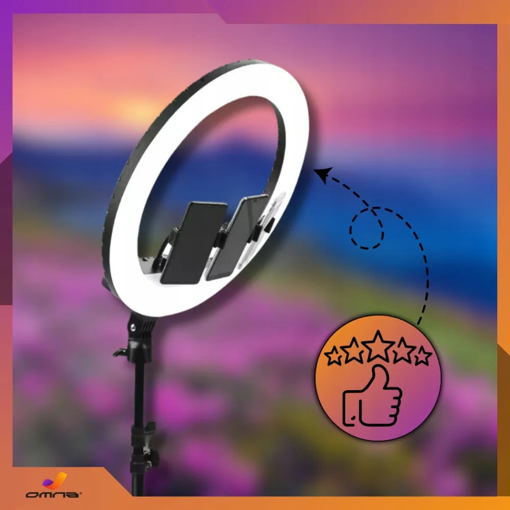 LED žiedinė lempa su stovu ring selfie didelis telefono stovas RGB
