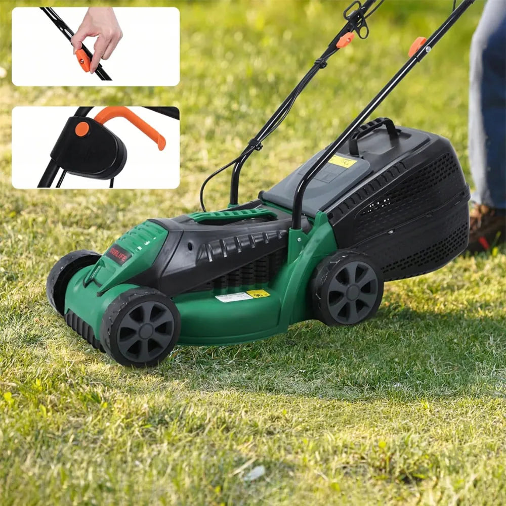 Lengva ir galinga elektrinė vejapjovė su 30 l krepšiu žolei pjauti, 1600 W, 32 cm