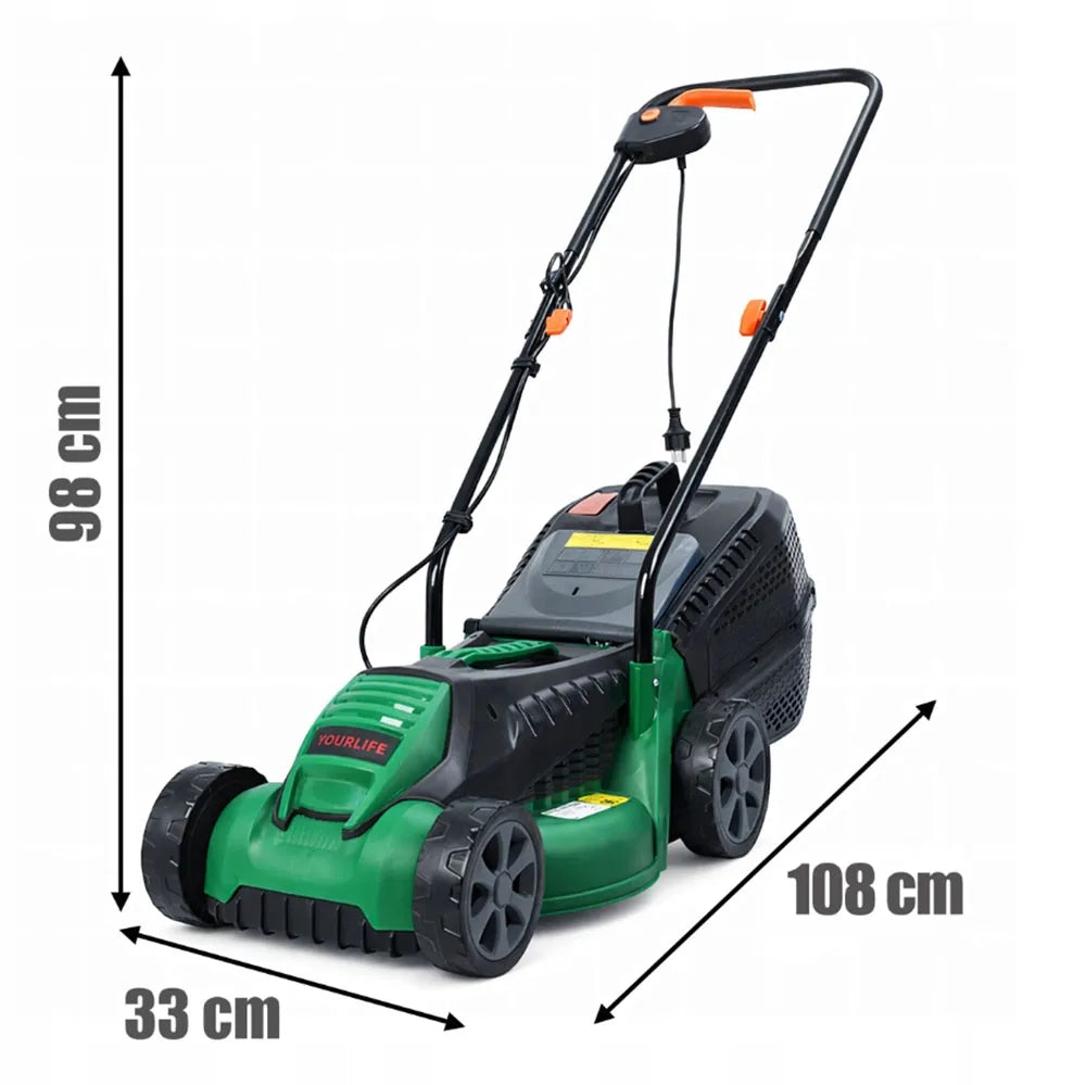 Lengva ir galinga elektrinė vejapjovė su 30 l krepšiu žolei pjauti, 1600 W, 32 cm