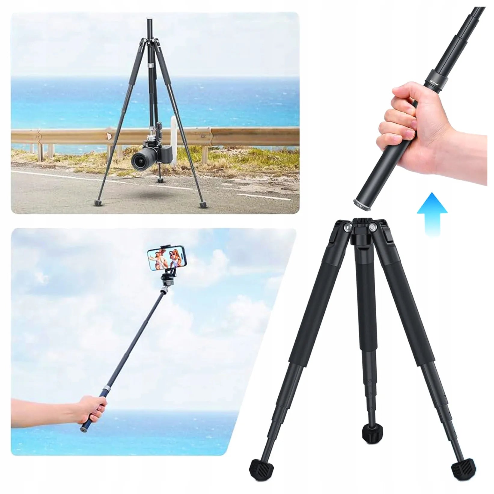 Lengvas aliuminio fotografinis trikojis Ulanzi MT-63 145 cm su monopodžio funkcija
