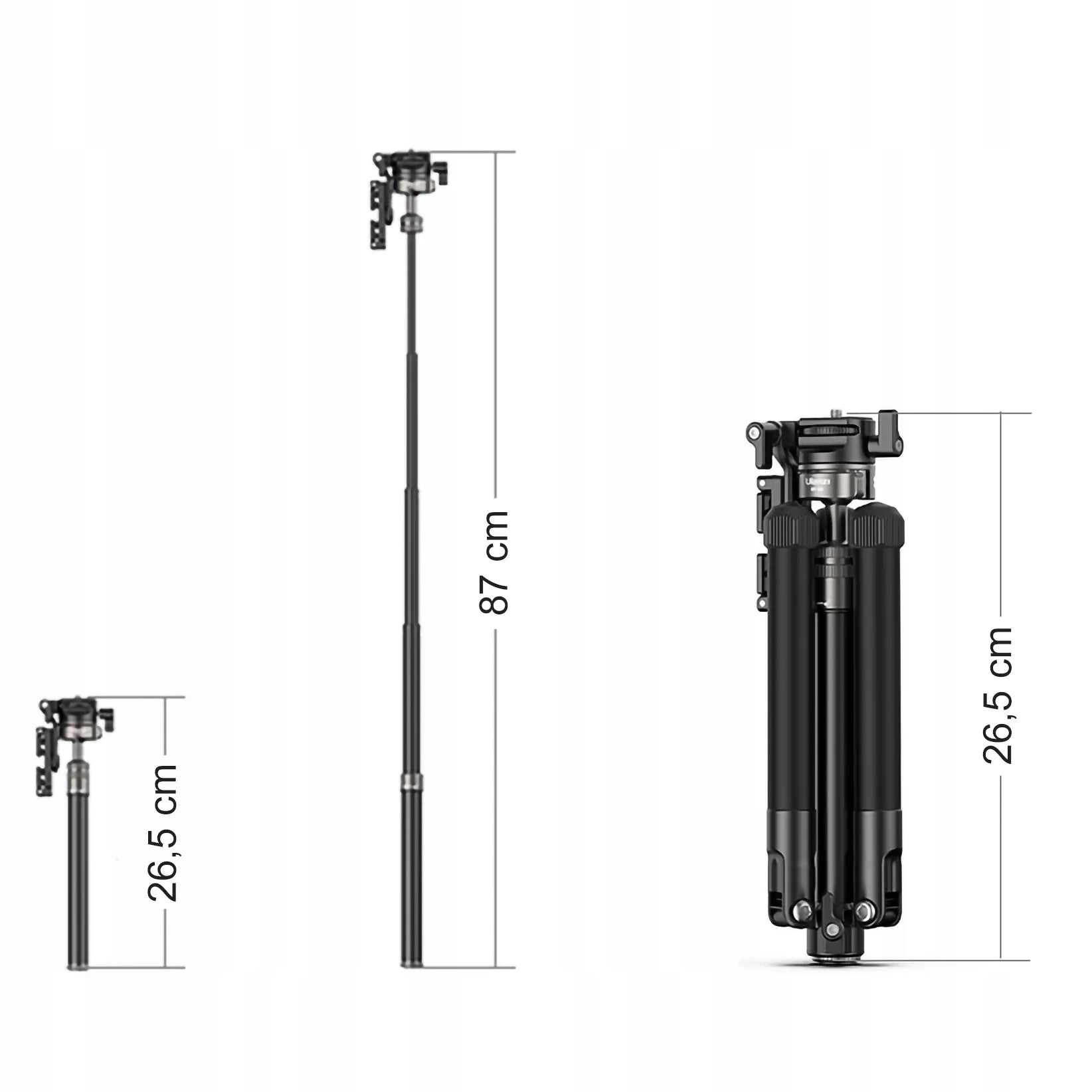 Lengvas aliuminio fotografinis trikojis Ulanzi MT-63 145 cm su monopodžio funkcija