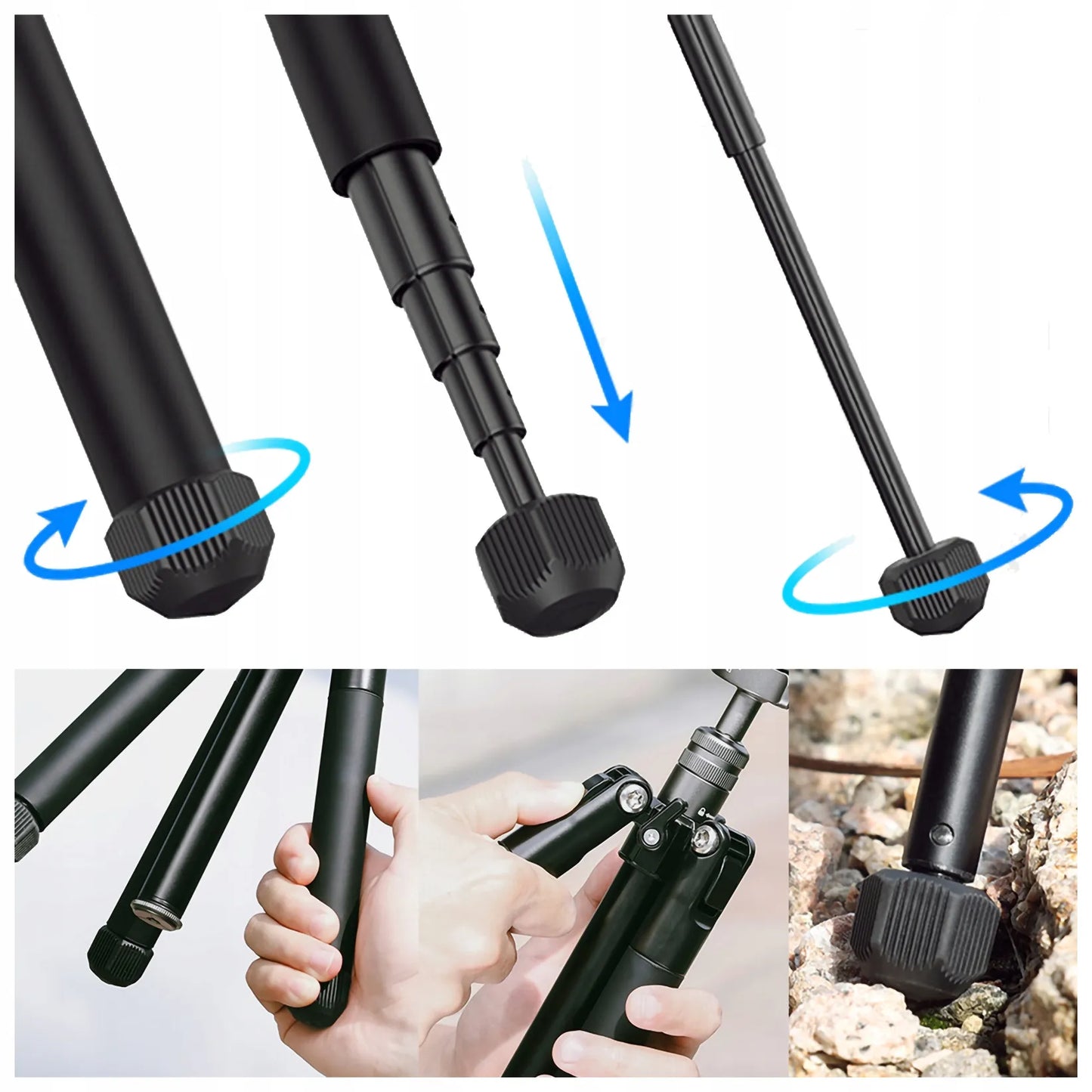 Lengvas aliuminio fotografinis trikojis Ulanzi MT-63 145 cm su monopodžio funkcija