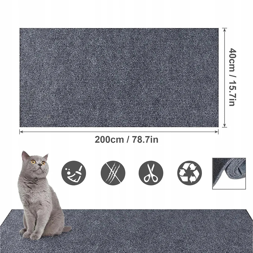 Lipnus draskymo kilimėlis katėms sofai ir baldams, 200 × 40 cm, tamsiai pilkas