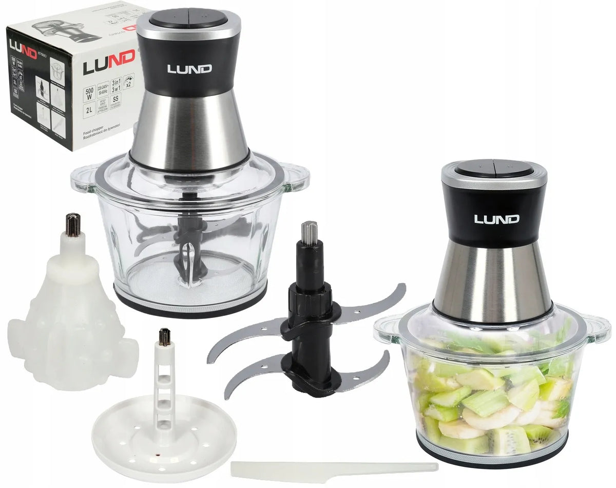 LUND 67920 elektrinis maisto smulkintuvas 3 viename, 2 greičiai, 500 W, 2 l