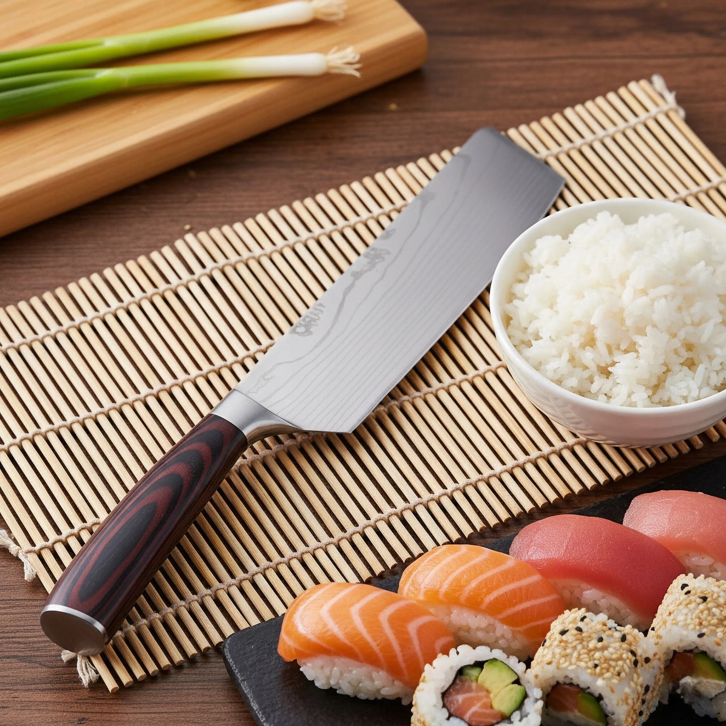 Luneso 5 dalių japoniško stiliaus virtuvinių peilių rinkinys iš anglinio plieno